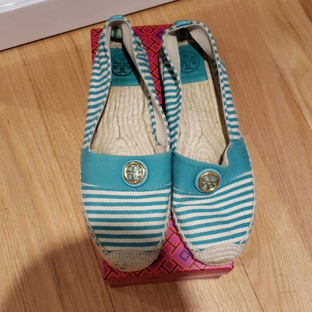 Tory burch espadrille slides size 10